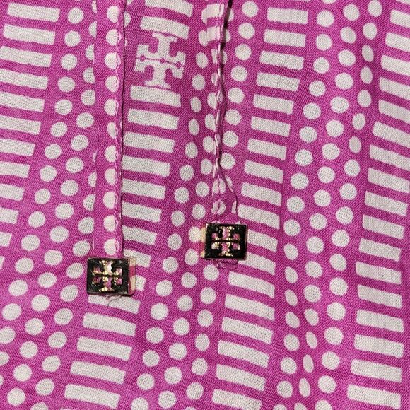 Tory Burch Ruth Wild Orchard Blouse Short Sleeve Top Pink Fuchsia 10 - Picture 7 of 14